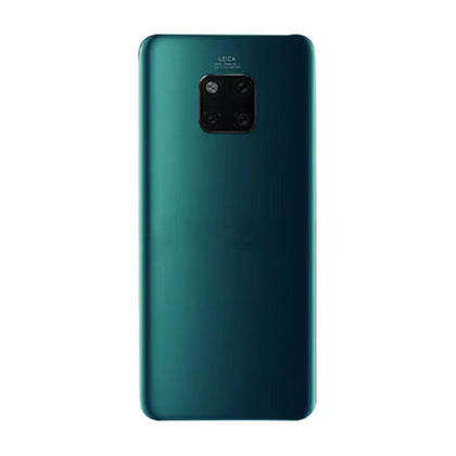 Back view of a dark green Dr.Parts Back Cover Without Logo For Huawei Mate 20 Pro (Green) back cover with a square camera module featuring four lenses at the top center.