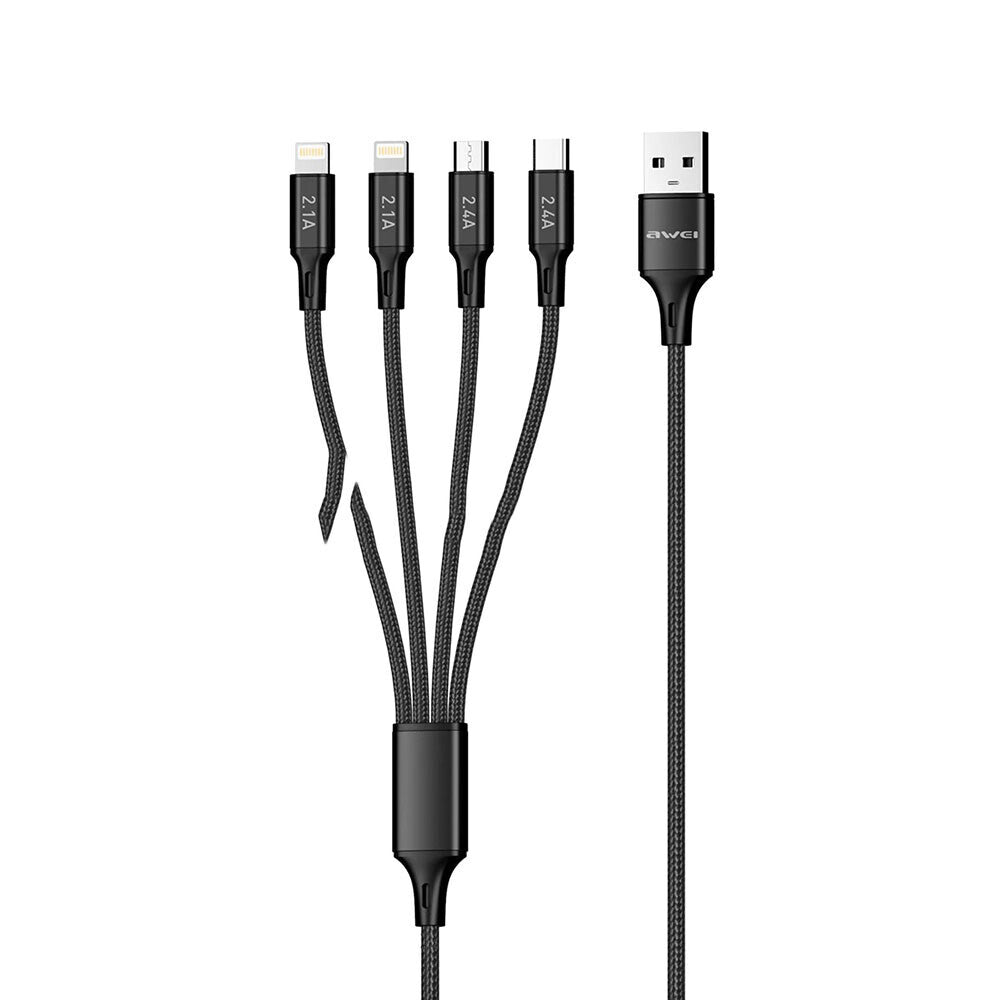 Multi Charging Cable 4 in 1 Lightning x2 Type C Micro