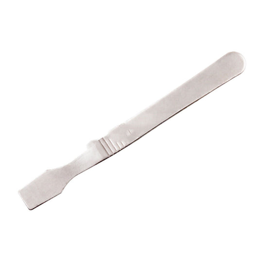 BizB Tin Scraping Knife for BGA Reballing with a flat, rounded blade and a straight, ridged handle, perfect for fine tasks like electronics repair or reballing.