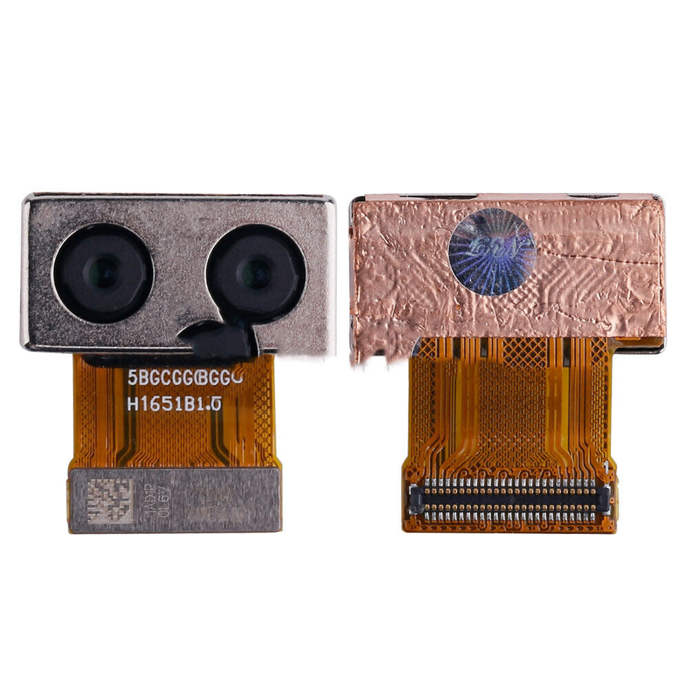 Front and rear views of a dual-camera module with connectors and visible circuitry, perfect for OEM quality camera replacement in devices like the OG Rear Camera Replacement for Huawei Ascend P9.