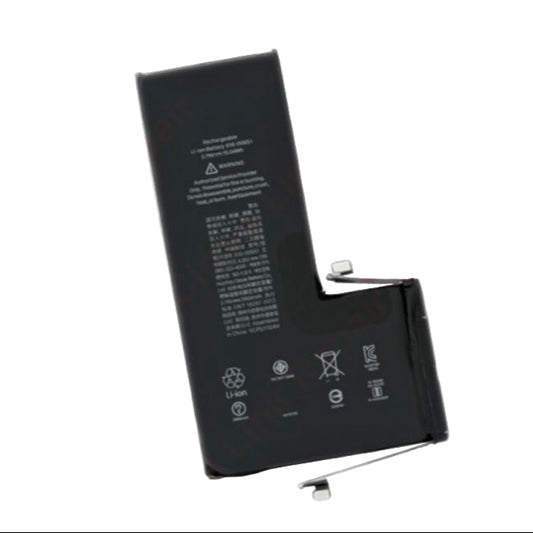 The Cirrus-link Battery Replacement - Apple iPhone 11 Pro Li-ion Battery features a rectangular, bent design with printed specs, symbols, and two metal connectors—perfect for dependable iPhone 11 Pro battery replacement.