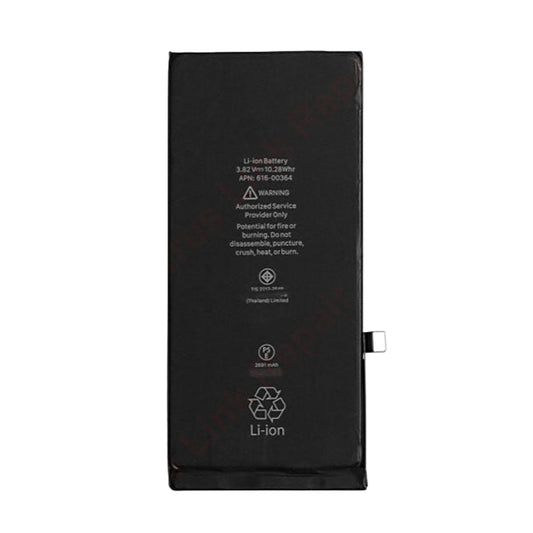 The Cirrus-link Battery Replacement for Apple iPhone 8 Plus is a rectangular Li-ion battery with printed warning labels, service icons, and a right-side connector tab—perfect as a replacement option.