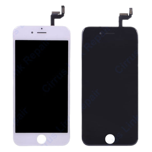 The Cirrus-link Screen Replacement – iPhone 6S LCD Screen & Digitizer Assembly includes one white and one black screen with flex cables, displayed side by side—ideal for upgrading or replacing your iPhone 6S display.