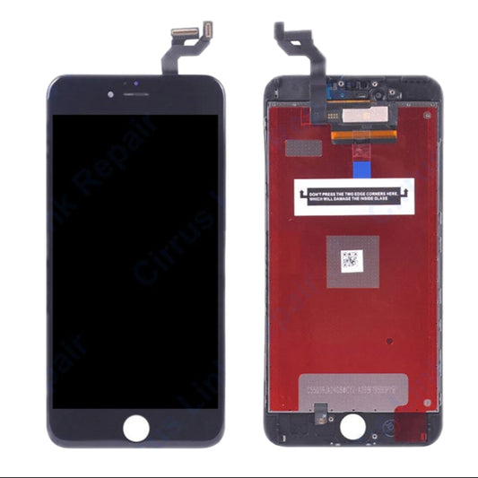 Front and back views of the Cirrus-link Screen Replacement - iPhone 6S Plus LCD Screen & Digitizer Assembly, displaying both the screen and connectors—perfect for your iPhone 6S Plus repair.