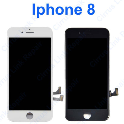 The Screen replacement for Apple iphone 8 LCD & Digitizer Assembly with a black screen.