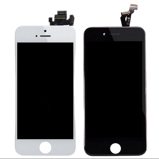 Two Cirrus-link Screen Replacement - iPhone SE (1st Gen, 2016) LCD Screen & Digitizer Assemblies—one white, one black—are shown side by side with visible connectors, ideal for fast and easy iPhone SE repairs.