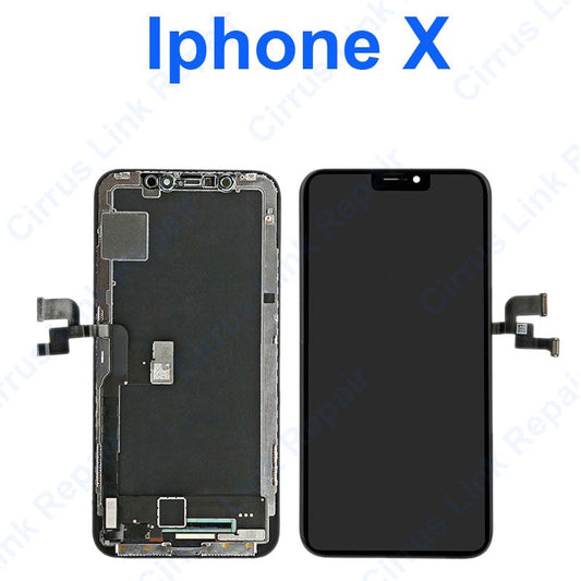 The Apple iphone X Screen & Digitizer Assembly with a black screen.