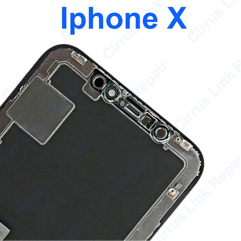 A black Apple iPhone X Screen and Digitizer Assembly is shown.