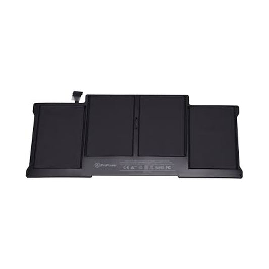 Rectangular black Cirrus-link Macbook Replacement Battery Equivalent A1496 with four cells and visible connector tab, featuring product and certification markings on the front.