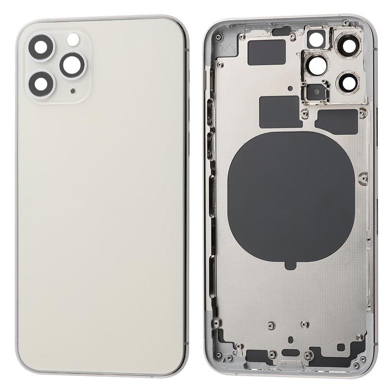 The front and back of an Apple iPhone 11 PRO Back Cover Housing Frame.