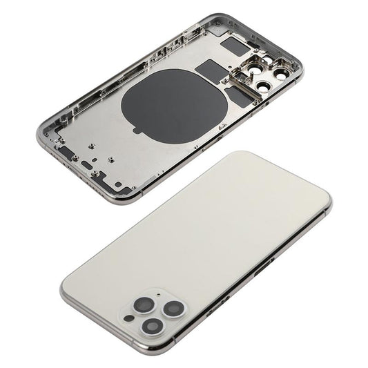 The Apple Back Cover Housing Frame for Iphone 11 PRO is shown with a silver cover.