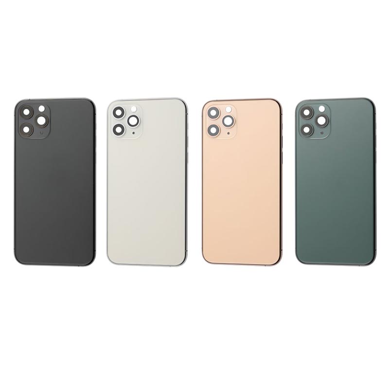 Four Back Cover Housing Frames for Iphone 11 PRO - AfterMarket cases in different colors.