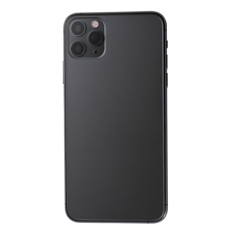 A black Back Cover Housing Frame for iPhone 11 PRO MAX with Internal Accessories - AfterMarket by Apple is shown on a white background.