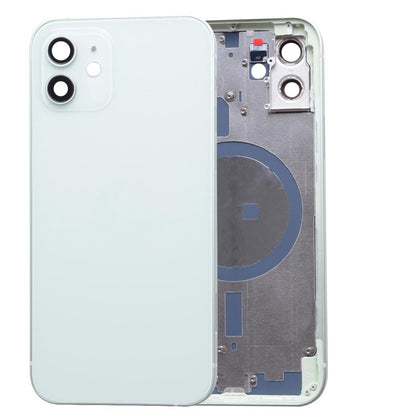 A white back cover housing frame for an iPhone 12 - AfterMarket, made by Apple.