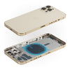 The Apple back cover housing frame for iPhone 12 PRO MAX is shown with a gold case.