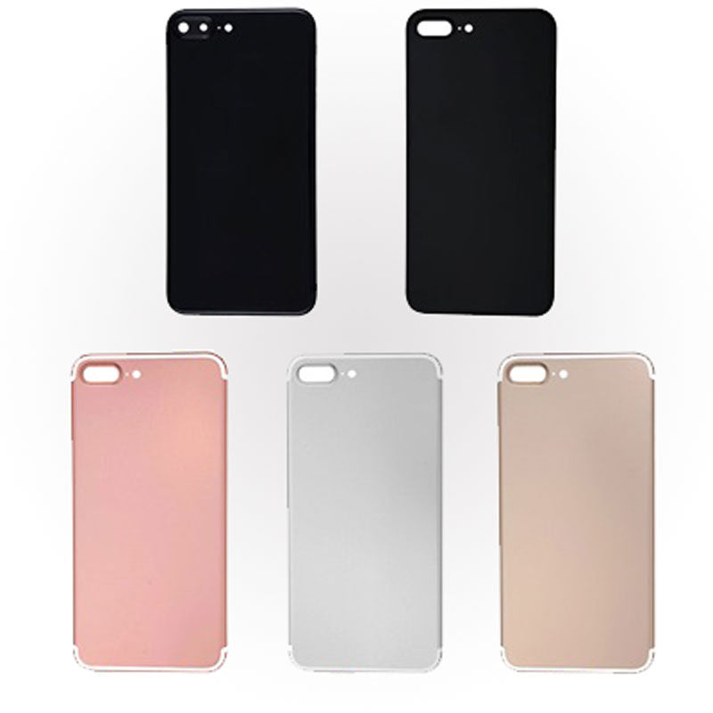 A group of different colored Apple Back Cover Housing Frame for Iphone 7 Plus - AfterMarket cases on a white background.