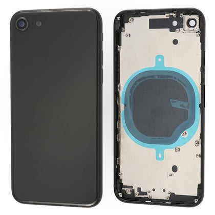 A black phone with a black Apple Back Cover Housing Frame for Iphone 8 - AfterMarket.